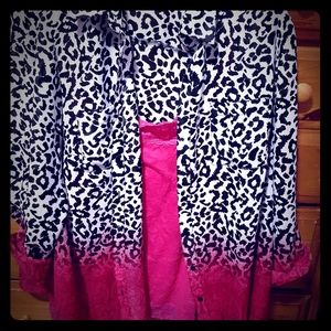 Leopard button up blouse/matching cami Cato 22/24